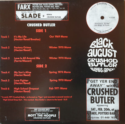 Crushed Butler : Uncrushed: Previously Unreleased British Punk From The Underground 1969-1971 (10", MiniAlbum, Gat)