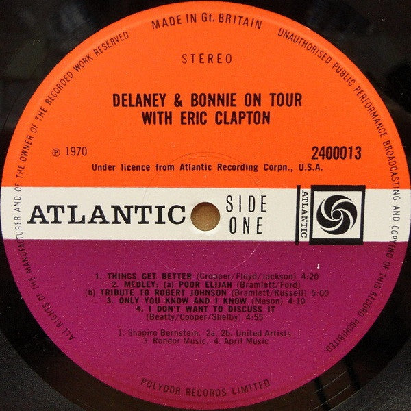 Delaney & Bonnie & Friends With Eric Clapton : On Tour (LP, Album)