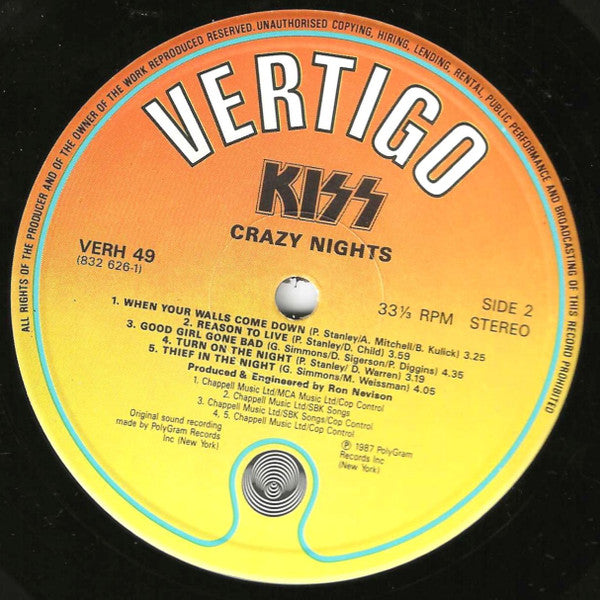 Kiss : Crazy Nights (LP, Album)
