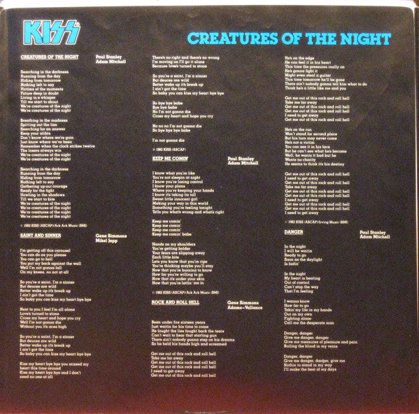 Kiss : Creatures Of The Night (LP, Album)