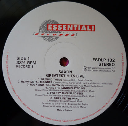Saxon : Greatest Hits Live! (2xLP, Album, Gat)