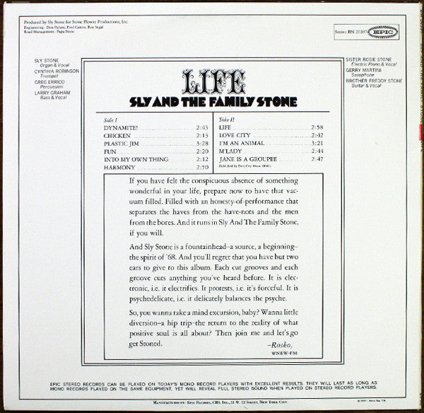 Sly & The Family Stone : Life (LP, Album, RE)