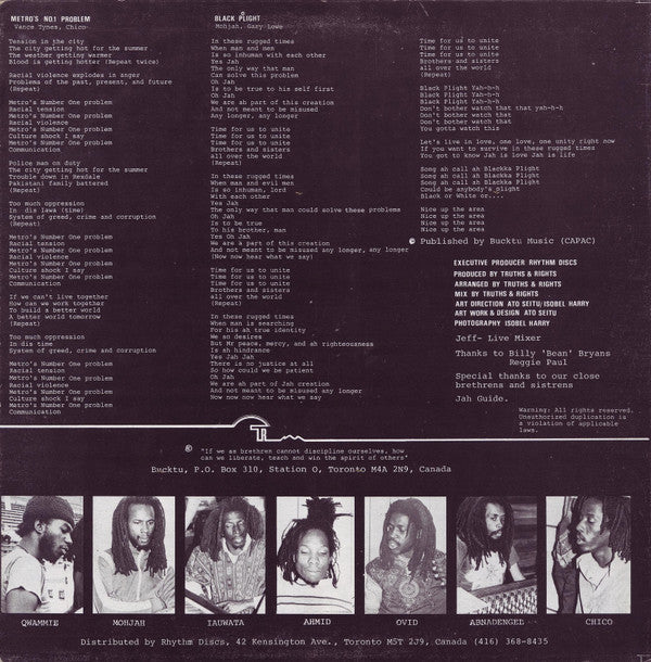 Truths & Rights : Metro's No. 1 Problem (12")