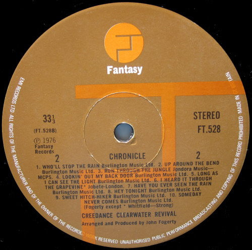 Creedence Clearwater Revival Featuring John Fogerty : Chronicle - 20 Greatest Hits (LP, Comp)