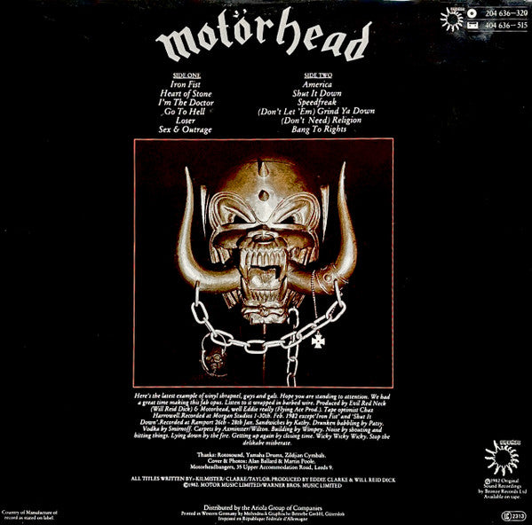 Motörhead : Iron Fist (LP, Album, Gre)