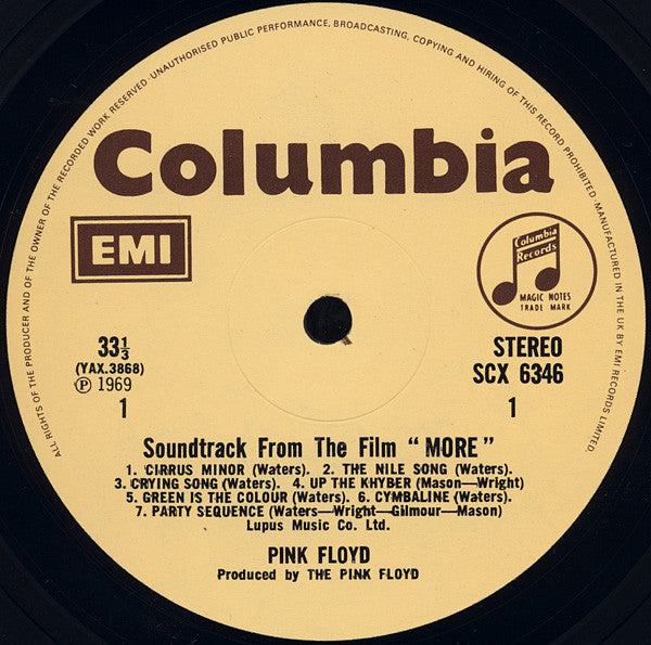 Pink Floyd : Soundtrack From The Film "More" (LP, Album, RP)