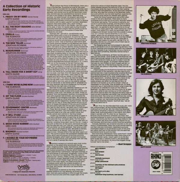 Various : Chartbusters (The Best Of Beserkley 1975-1978) (LP, Comp, RE)