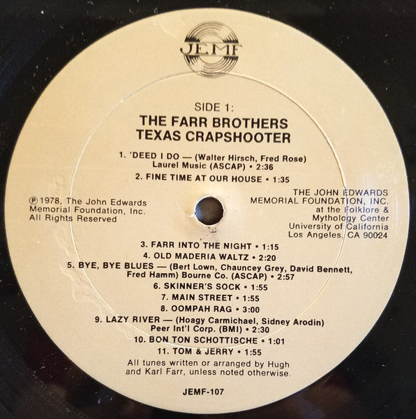 The Farr Brothers : Texas Crapshooter (LP, Comp)