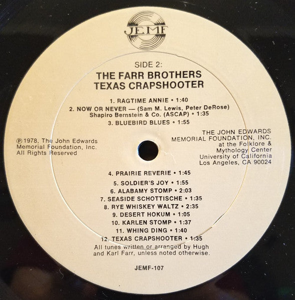 The Farr Brothers : Texas Crapshooter (LP, Comp)