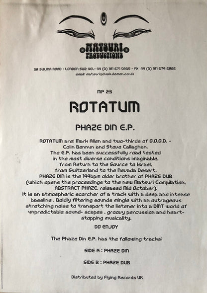 Rotatum : Phaze Din E.P. (12", EP, TP, W/Lbl)