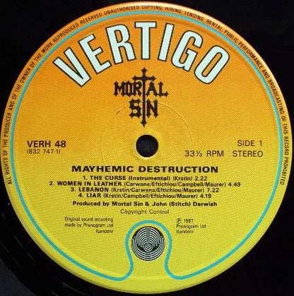 Mortal Sin : Mayhemic Destruction (LP, Album)