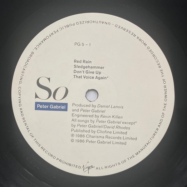 Peter Gabriel : So (LP, Album, Tow)
