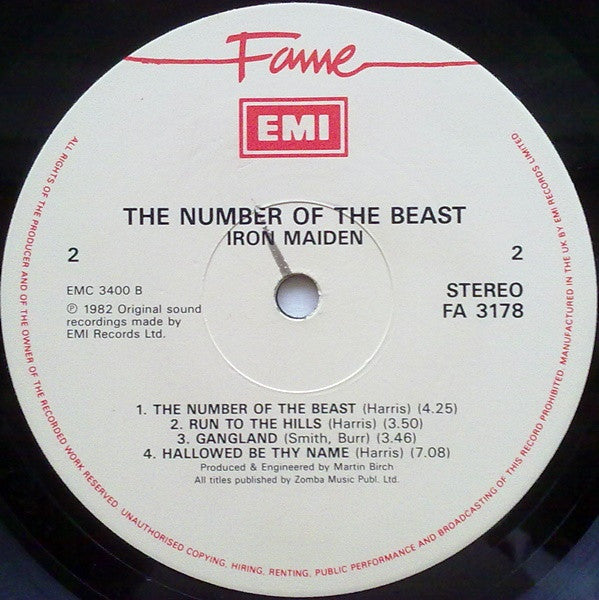 Iron Maiden : The Number Of The Beast (LP, Album, RE)
