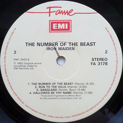 Iron Maiden : The Number Of The Beast (LP, Album, RE)
