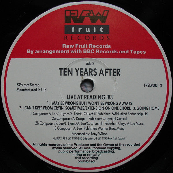Ten Years After : Live At Reading '83 (The Friday Rock Show Sessions) (LP, Album)