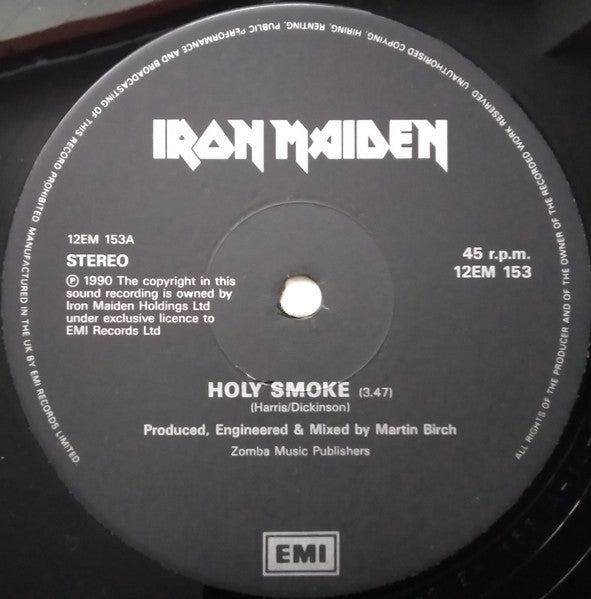 Iron Maiden : Holy Smoke (12", Single, Pos)