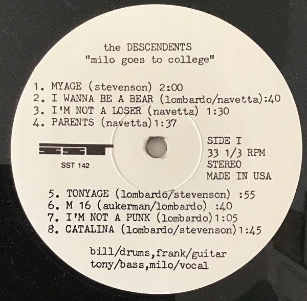 Descendents : Milo Goes To College (LP, Album, RE, Bar)