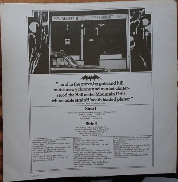 Hawkwind : Hall Of The Mountain Grill (LP, Album)