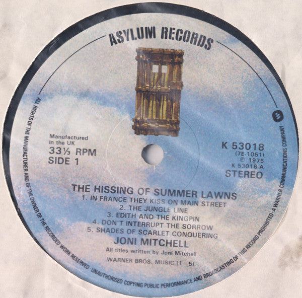 Joni Mitchell : The Hissing Of Summer Lawns (LP, Album, Ltd, RE, RM, Gat)