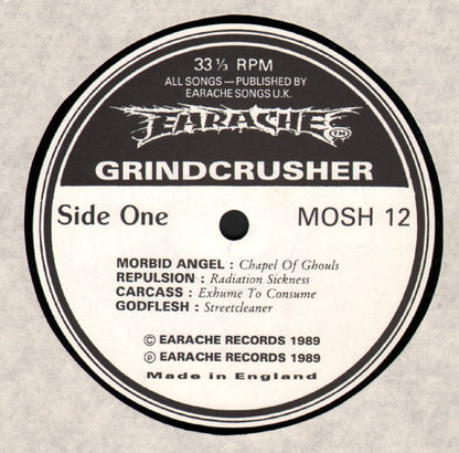 Various : Grindcrusher - The Earache Sampler (LP, Comp, Smplr + 7", Single, Etch + Ltd)