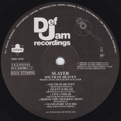 Slayer : South Of Heaven (LP, Album)