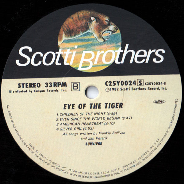 Survivor : Eye Of The Tiger (LP, Album)