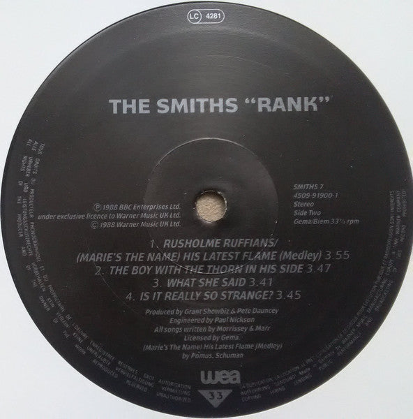 The Smiths : Rank (2x10", Album, Ltd, Num, RE)