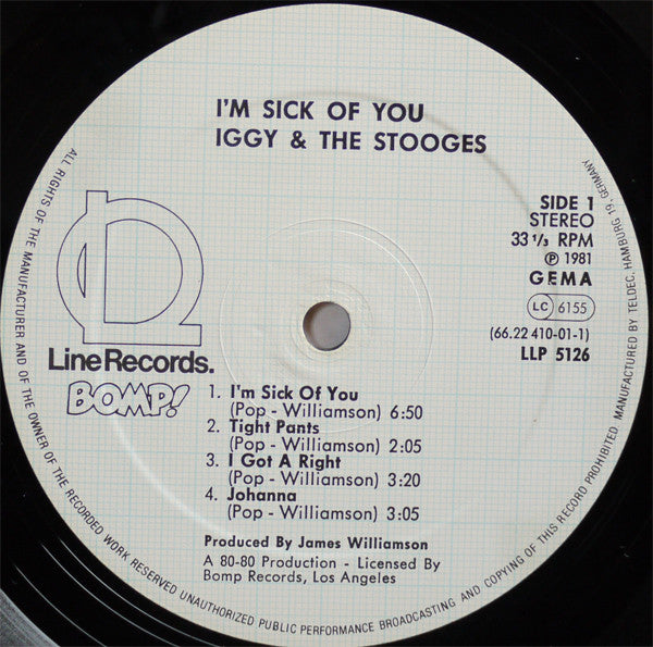 The Stooges : I'm Sick Of You (LP, Album)