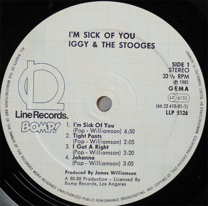 The Stooges : I'm Sick Of You (LP, Album)