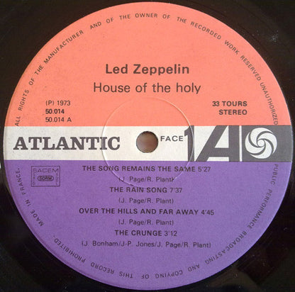 Led Zeppelin : House Of The Holy (LP, Album, Pur)