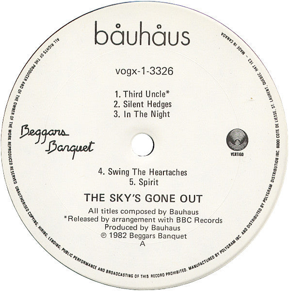 Bauhaus : The Sky's Gone Out (LP, Album + 12", Single)