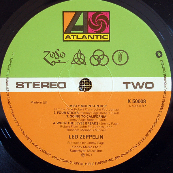 Led Zeppelin : Untitled (LP, Album, RE, Gat)