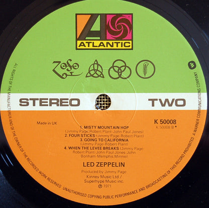 Led Zeppelin : Untitled (LP, Album, RE, Gat)