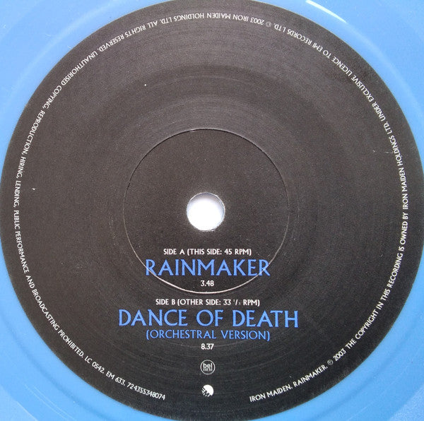Iron Maiden : Rainmaker (7", Single, Ltd, Blu)