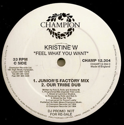 Kristine W : Feel What You Want (2x12", Promo)