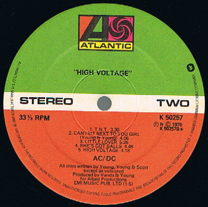 AC/DC : High Voltage (LP, Album, M/Print, RP)