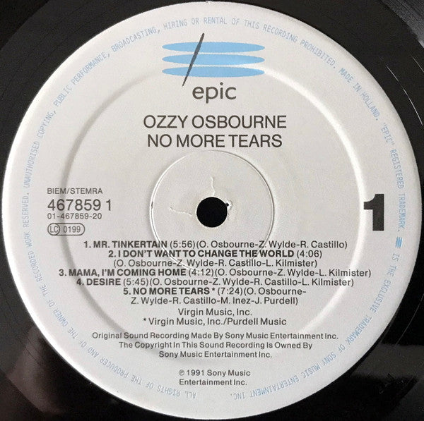 Ozzy Osbourne : No More Tears (LP, Album)