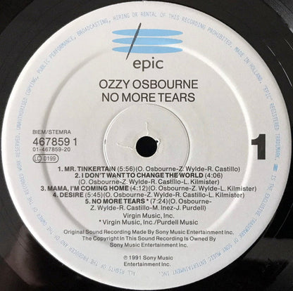 Ozzy Osbourne : No More Tears (LP, Album)