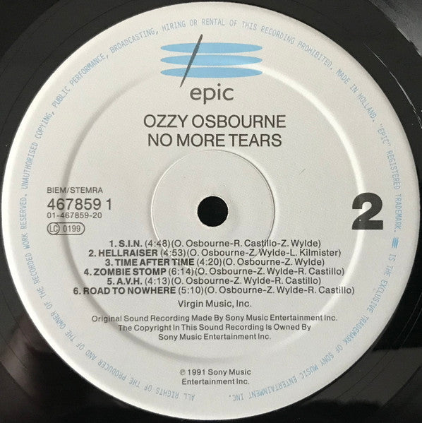 Ozzy Osbourne : No More Tears (LP, Album)