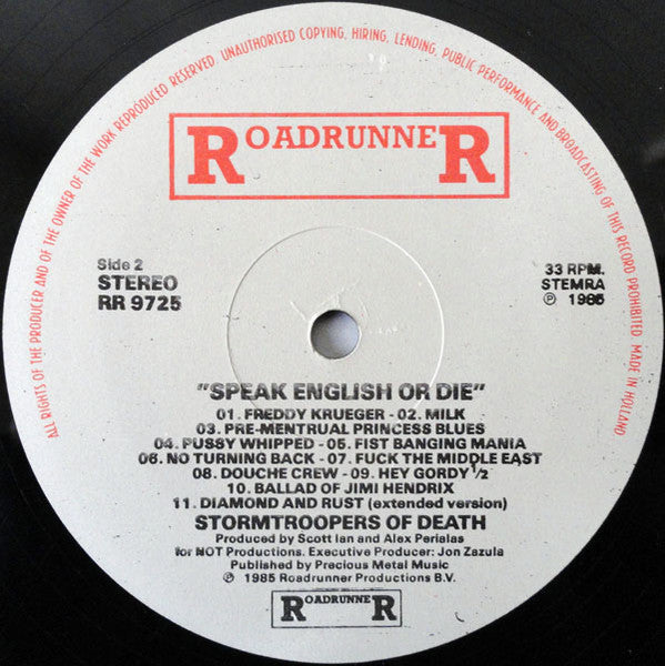S.O.D.: Stormtroopers Of Death* : Speak English Or Die (LP, Album)