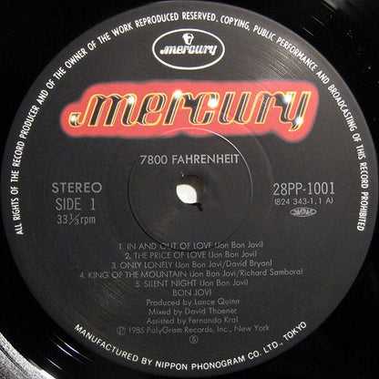 Bon Jovi = Bon Jovi : 7800° Fahrenheit = 7800 ファーレンハイト (LP, Album)