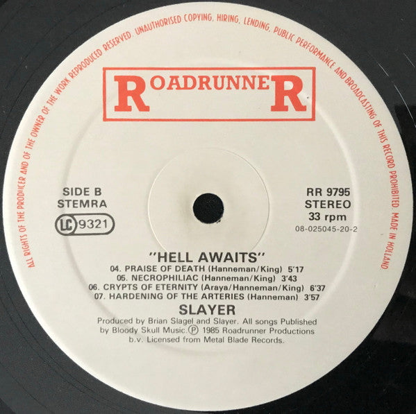 Slayer : Hell Awaits (LP, Album, RE)