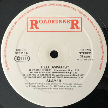 Slayer : Hell Awaits (LP, Album, RE)