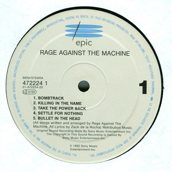Rage Against The Machine : Rage Against The Machine (LP, Album)