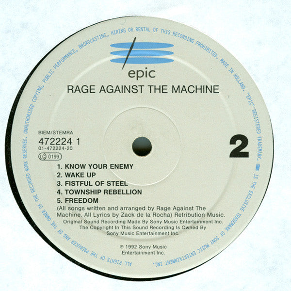 Rage Against The Machine : Rage Against The Machine (LP, Album)