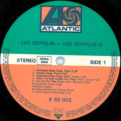 Led Zeppelin : Led Zeppelin III (LP, Album, RE, Gat)