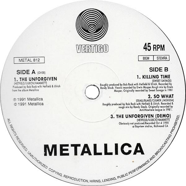 Metallica : The Unforgiven (12", Single)