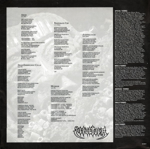 Sepultura : Arise (LP, Album)