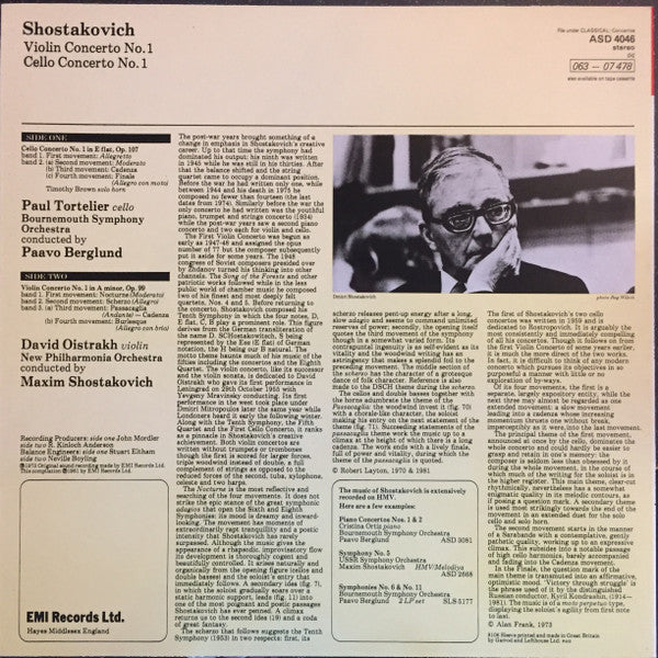 Shostakovich* / David Oistrakh* / Paul Tortelier : Violin Concerto No. 1/Cello Concerto No. 1 (LP, Comp, RE)
