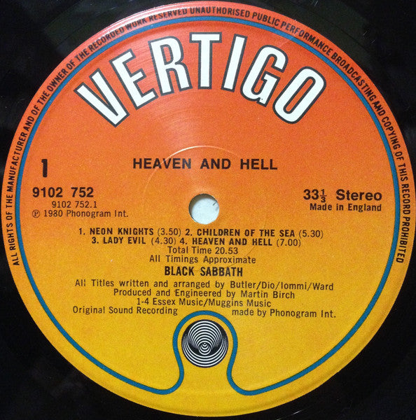 Black Sabbath : Heaven And Hell (LP, Album)